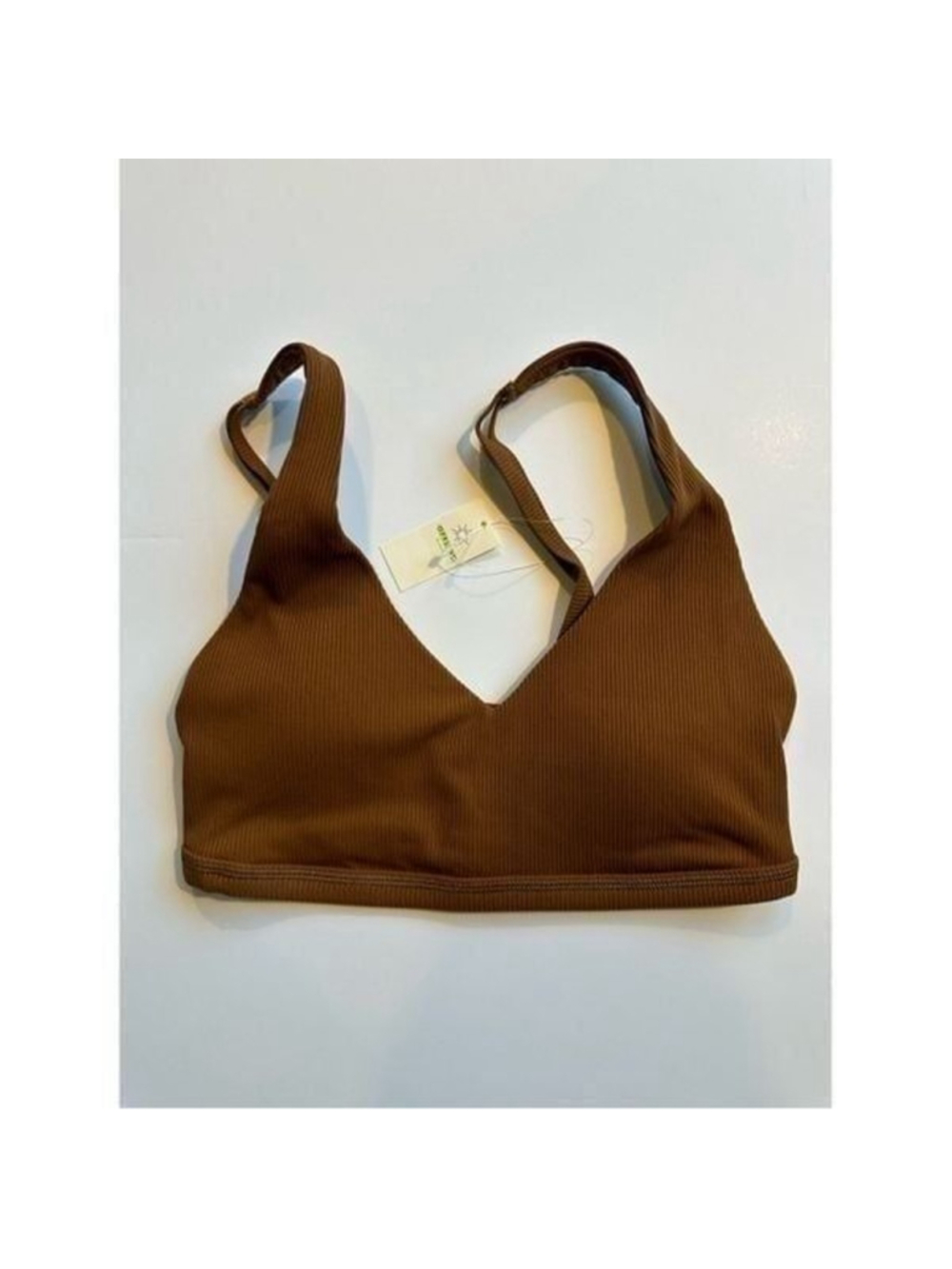 Size S OFFLINE by Aerie Ribbed Plunge Sports Bra in Medium Brown